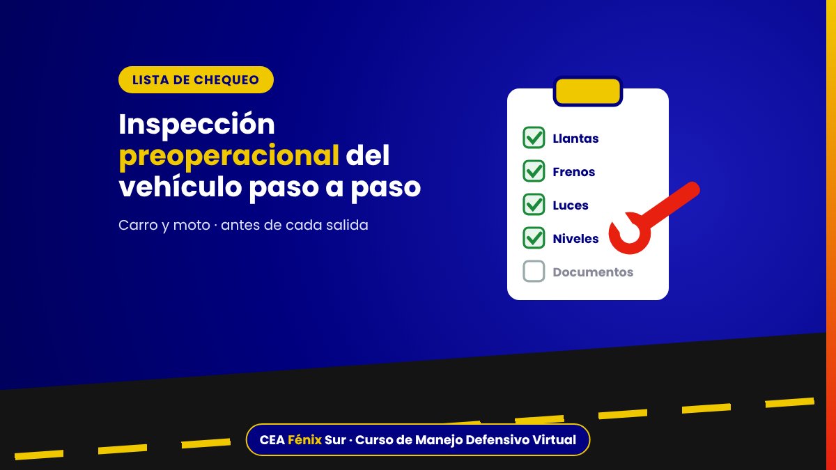 Lista de chequeo de inspección preoperacional del vehículo