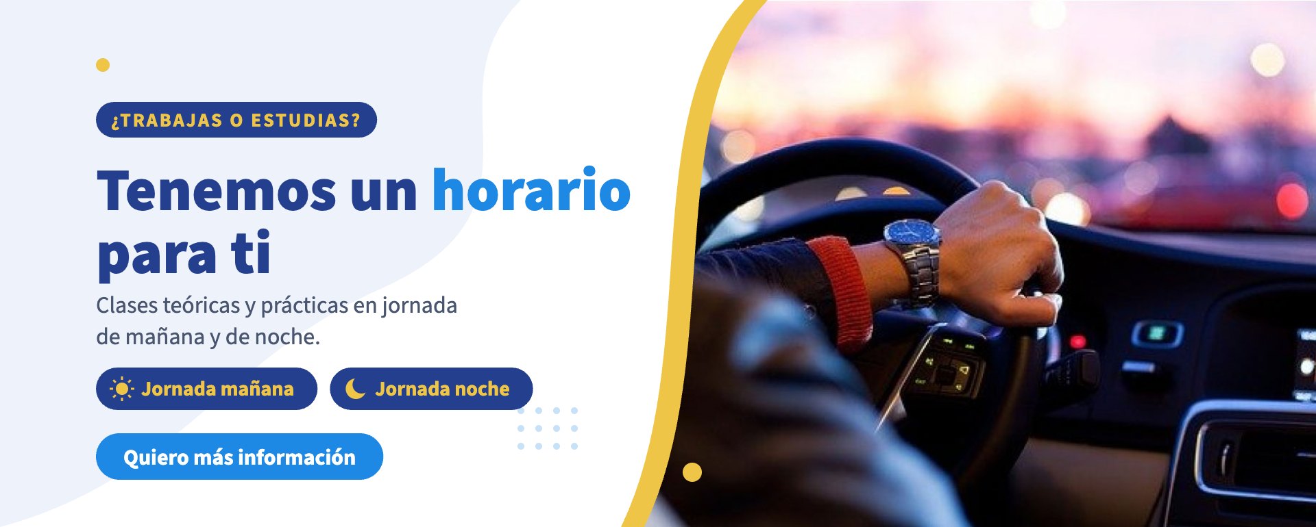Banner Fénix horarios mañana y noche Clases de conducción en jornada de mañana y de noche en La Estrella – Fénix
