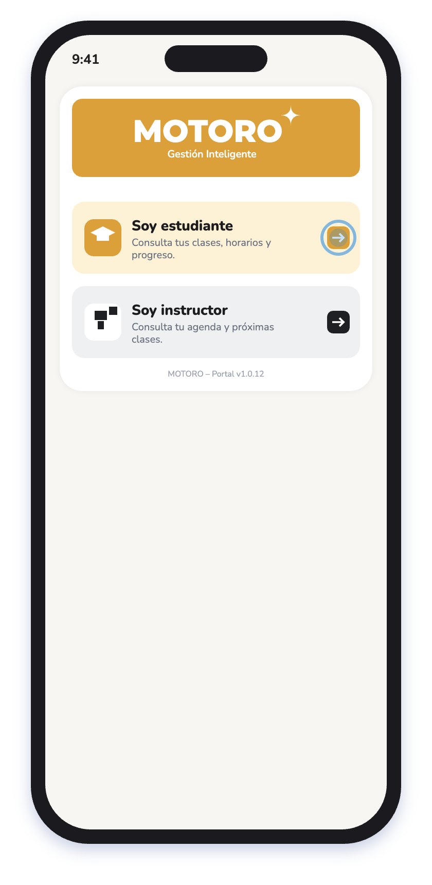 Portal Motoro: elige Soy estudiante
